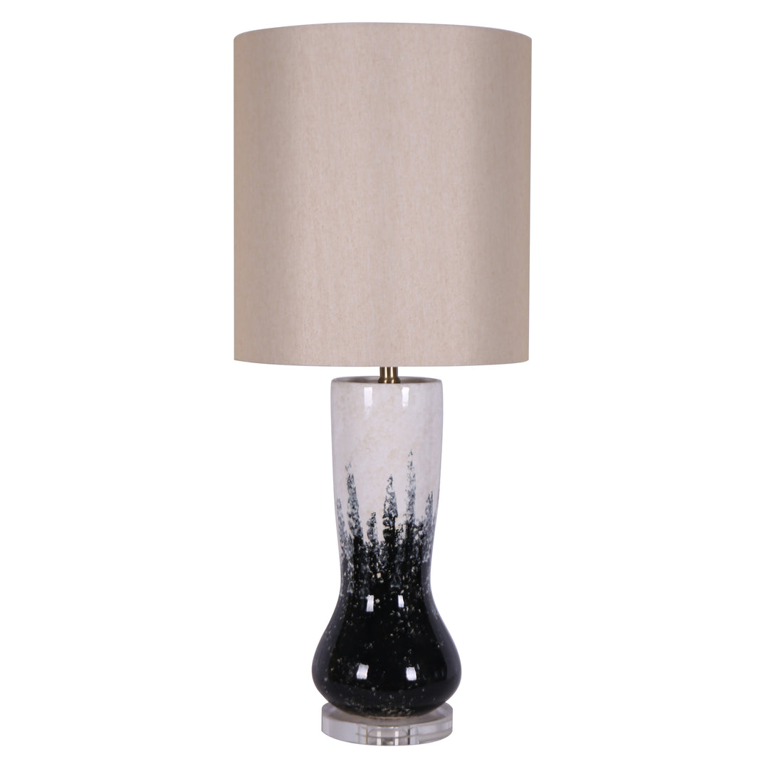 CERAMIC 34" TALL URN ATBLE LAMP, BLACK/WHITE