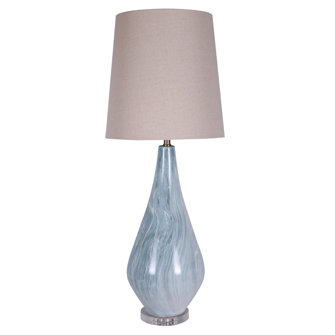 CERAMIC 37" CONE TABLE LAMP, GREEN MIX