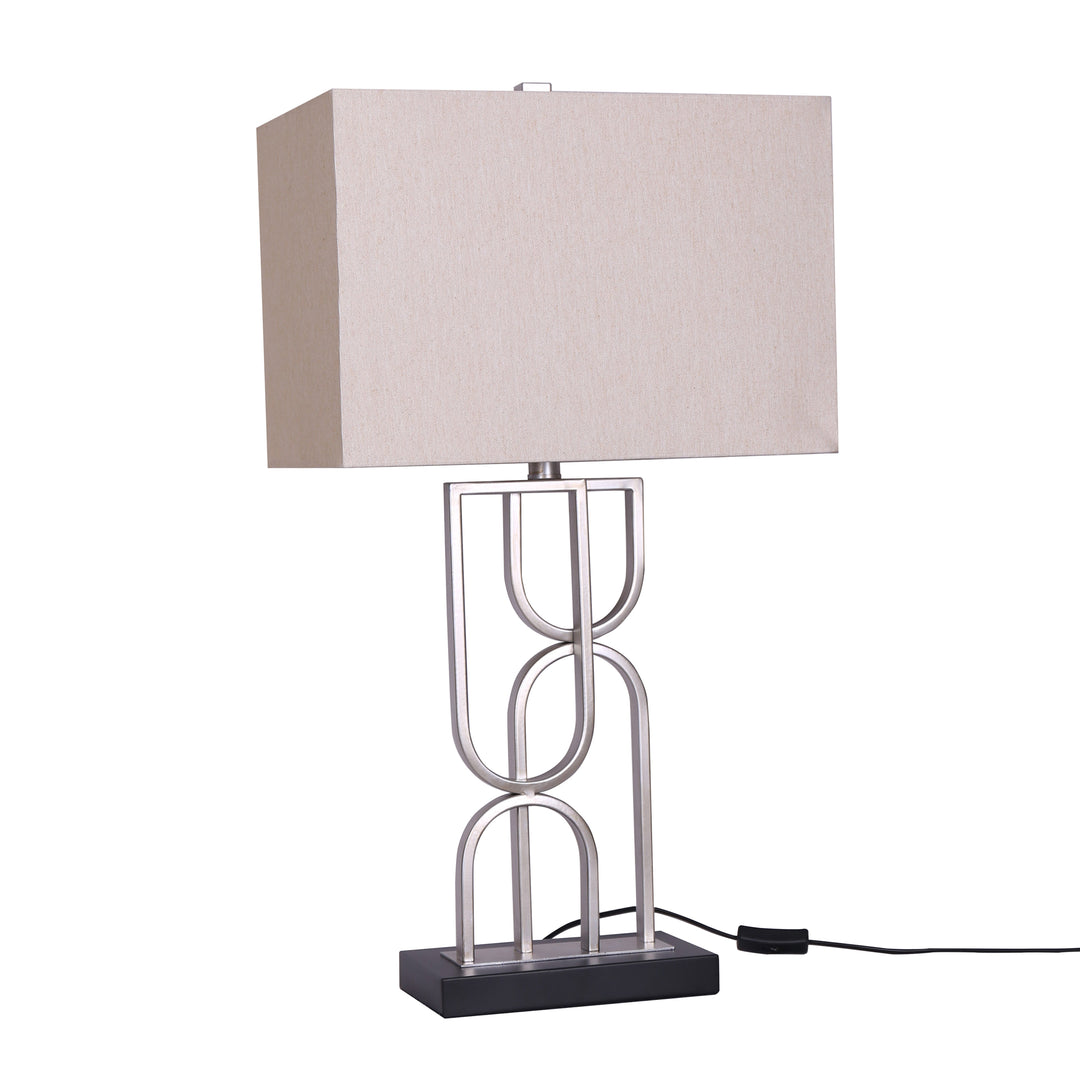 METAL 28" ABSTRACT TABLE LAMP, SILVER