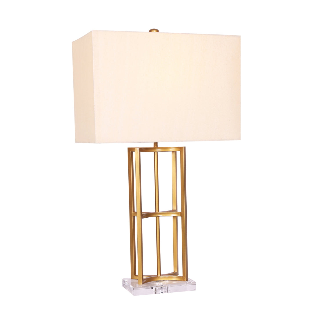 METAL CAGE TABLE LAMP, GOLD