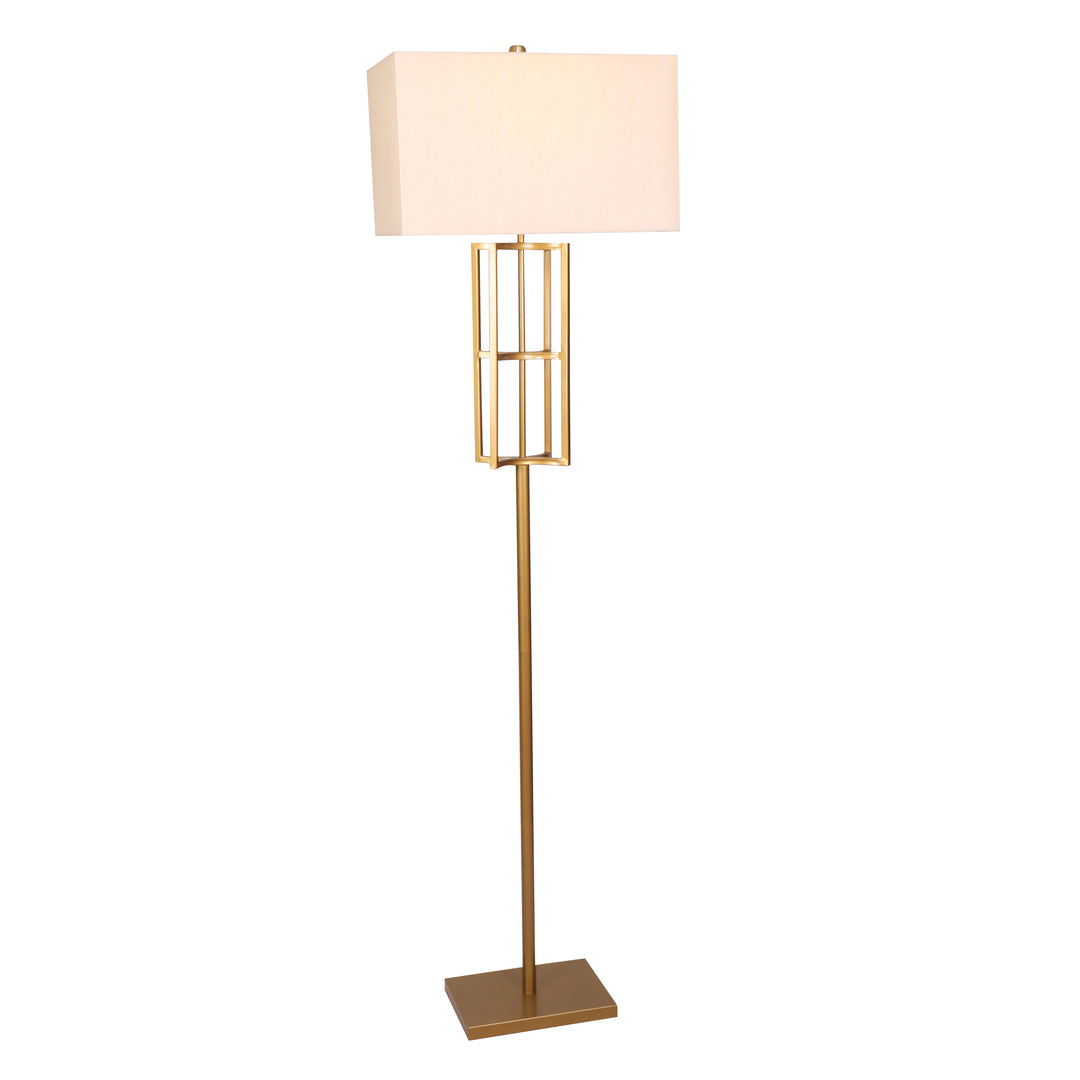 METAL CAGE FLOOR LAMP, GOLD