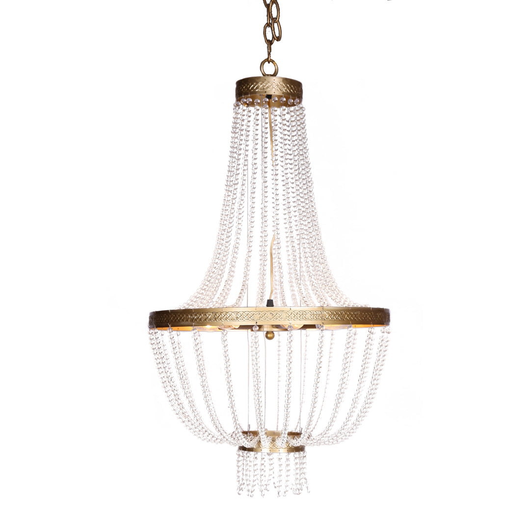 CRYSTAL BEAD 6 LIGHTS CHANDELIER, GOLD