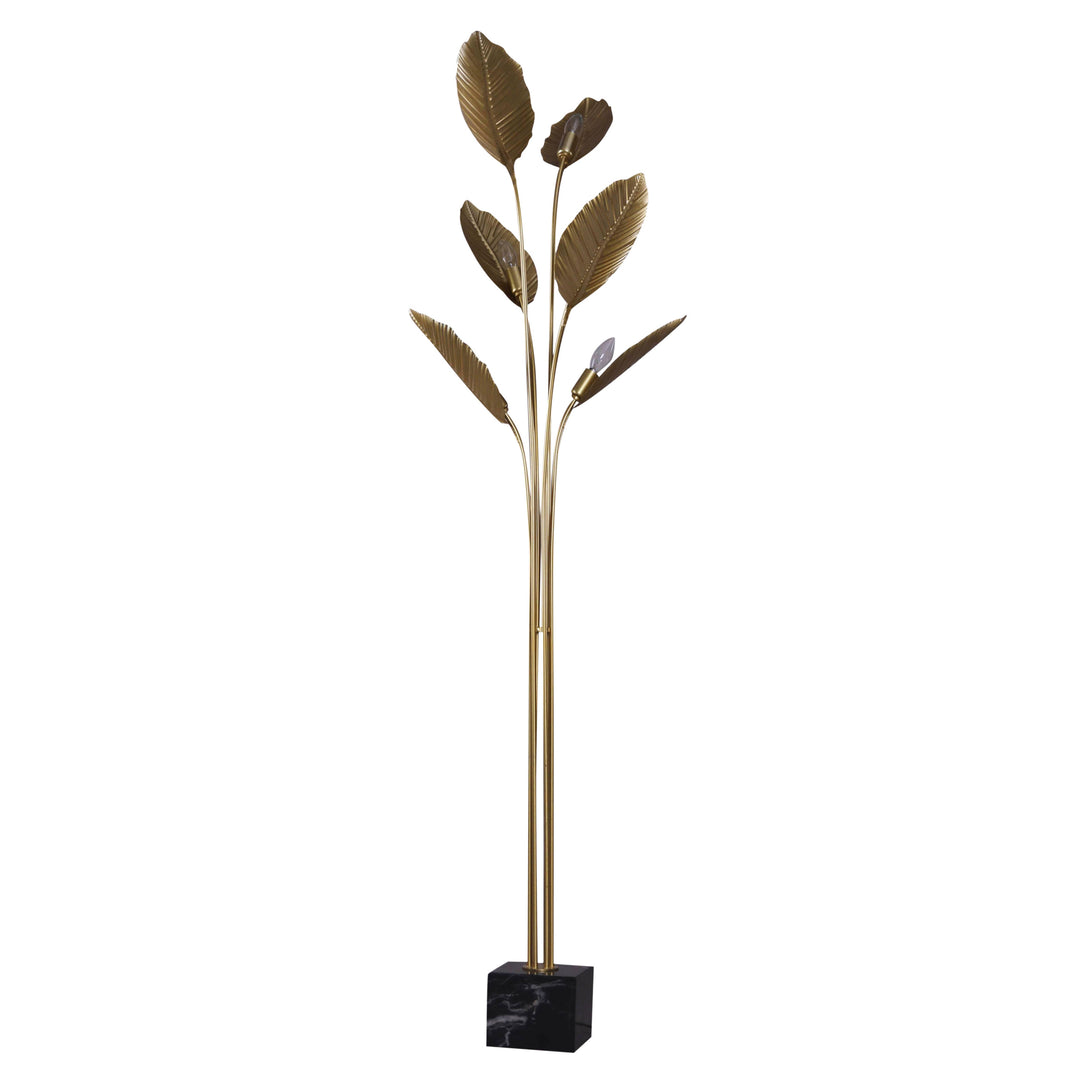 METAL 6 LIGHTS PALM LEAF FLOOR LAMP, GOLD