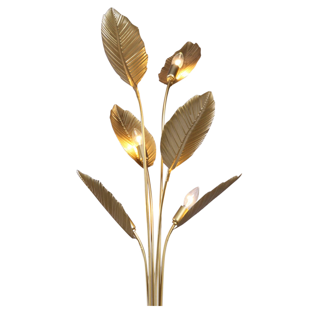 METAL 6 LIGHTS PALM LEAF FLOOR LAMP, GOLD