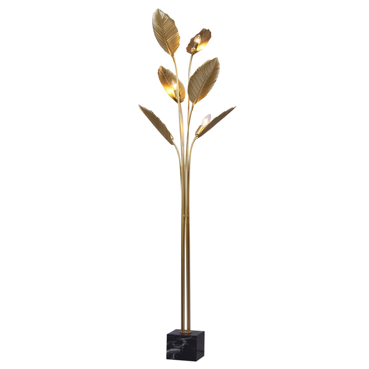 METAL 6 LIGHTS PALM LEAF FLOOR LAMP, GOLD