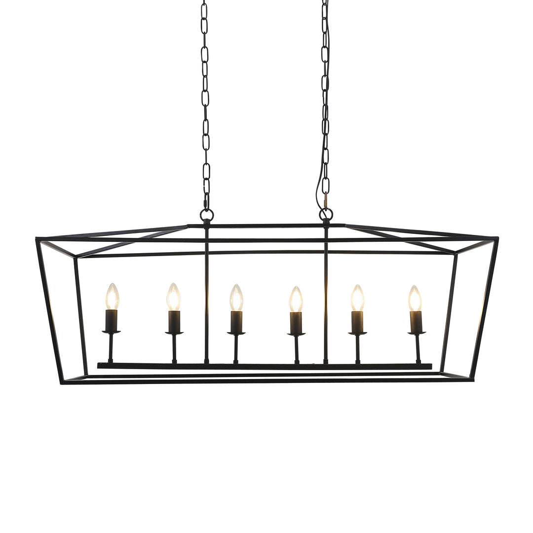 METAL 6 LIGHT CHANDELIER, BLACK