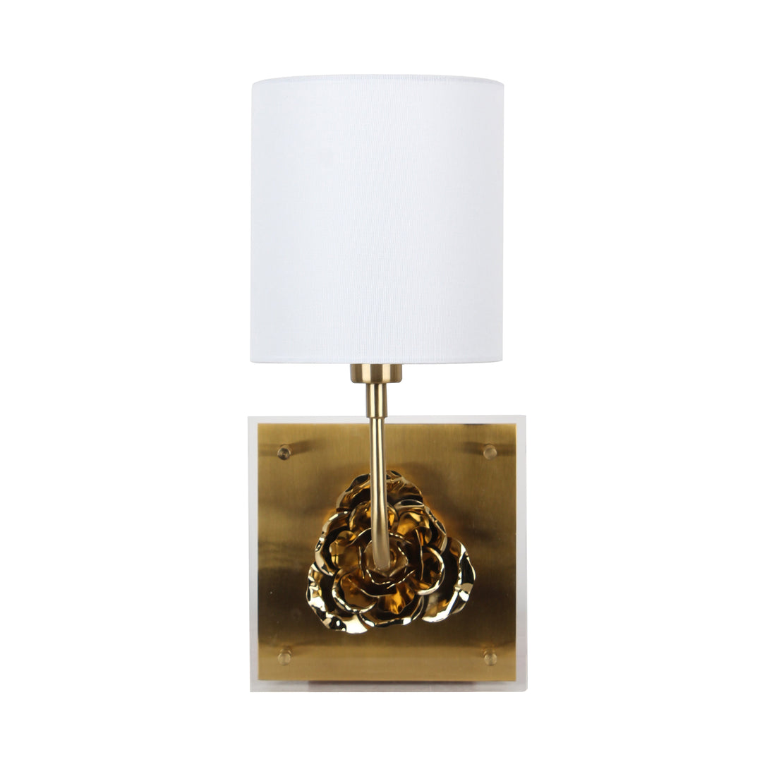 METAL FLOWER WALL SCONCE, GOLD