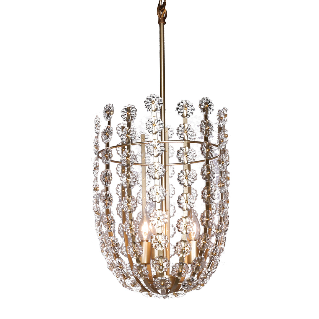 CLEAR GLASS 3 LIGHT FLOWER CHANDELIER