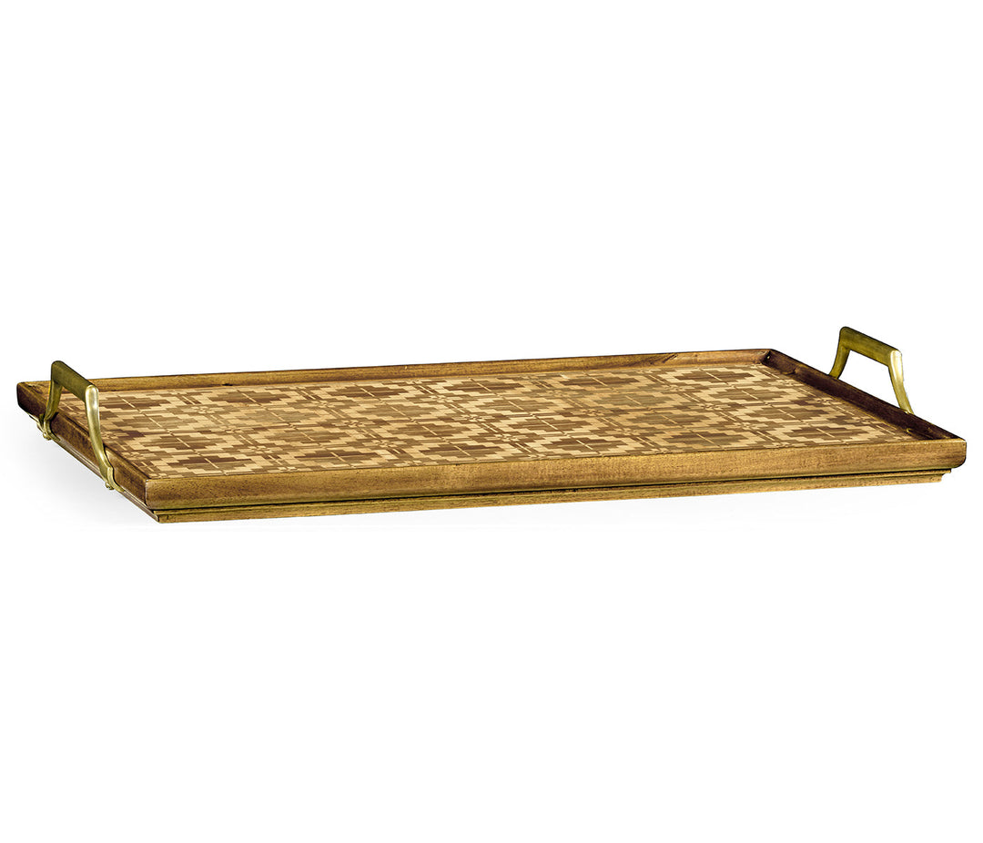 William Yeoward Collected - Urban Cool - Rectangular Natural Acacia & Geometric Inlaid Tray