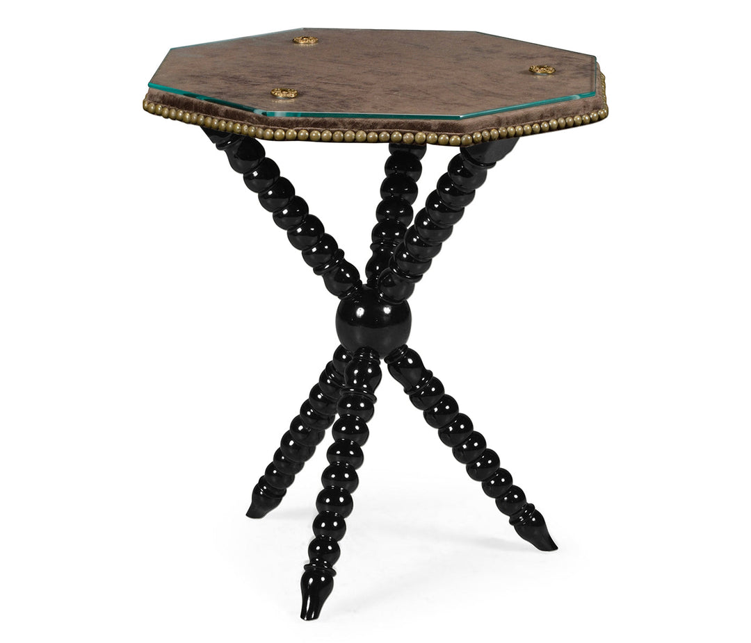 Churchman Collection - Black Edwardian Campaign Side Table with Glass Top