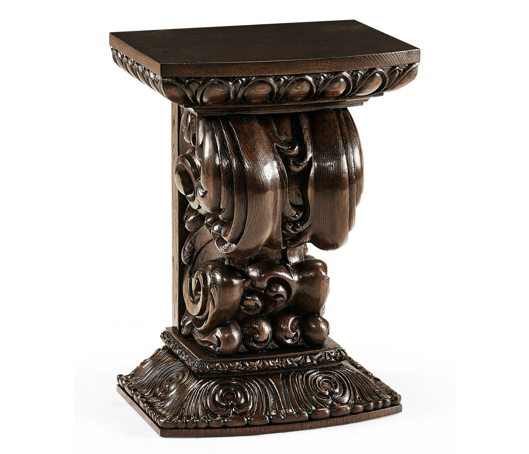 Churchman Collection - Hand Carved Rich Chestnut Corbel End Table