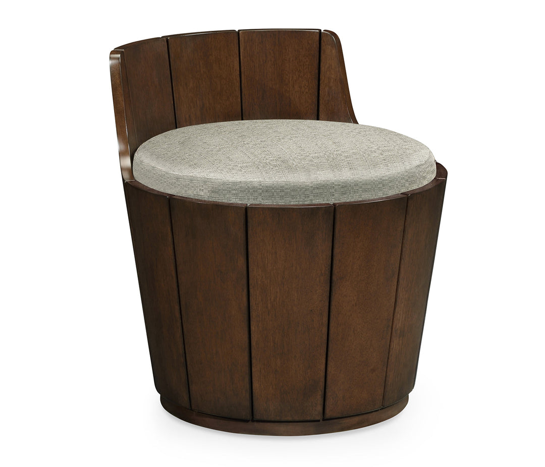 JC Outdoor - Hampton Collection - Swivel Walnut Storage Bucket Stool