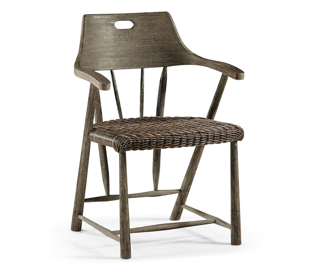 JC Outdoor - Hampton Collection - Smokers Style Grey & Rattan Dining Chair with Cushion