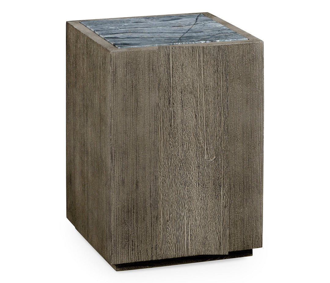 JC Outdoor - Hampton Collection - Square Grey End Table with a Light Marble Top