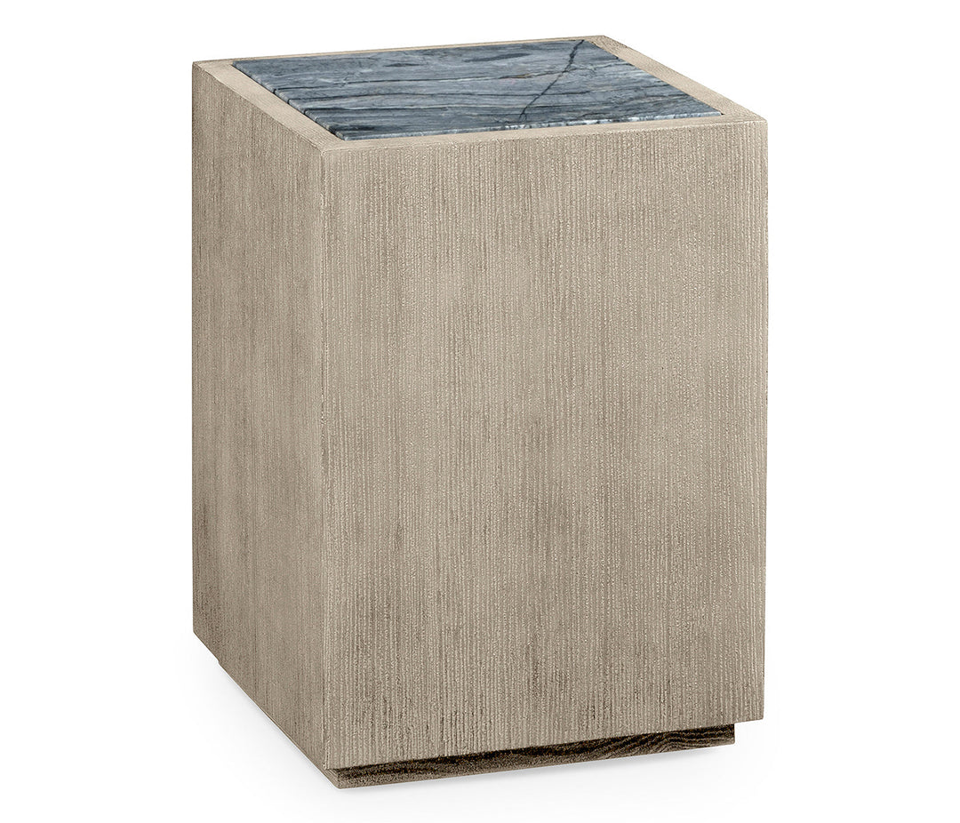 JC Outdoor - Hampton Collection - Square Navajo Sand End Table with a Light Marble Top