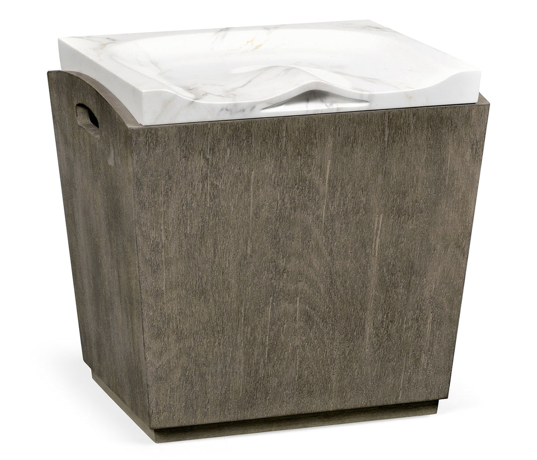 JC Outdoor - Hampton Collection - Rectangular Grey & Faux White Marble Storage Stool