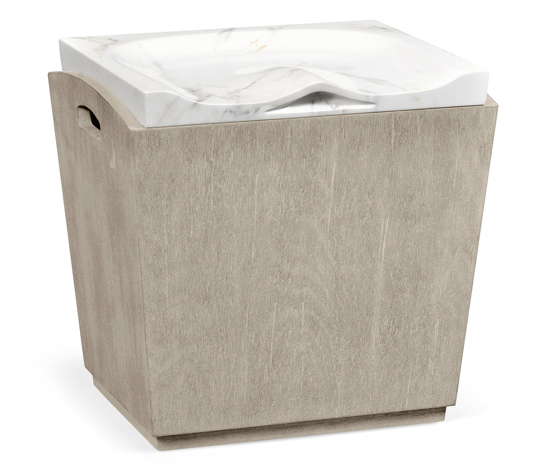 JC Outdoor - Hampton Collection - Rectangular Navajo Sand & Faux White Marble Storage Stool