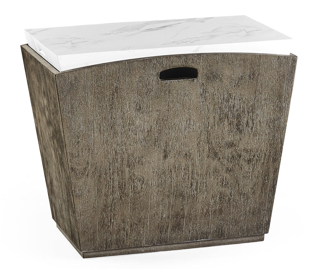 JC Outdoor - Hampton Collection - Rectangular Grey & Faux White Marble Storage End Table