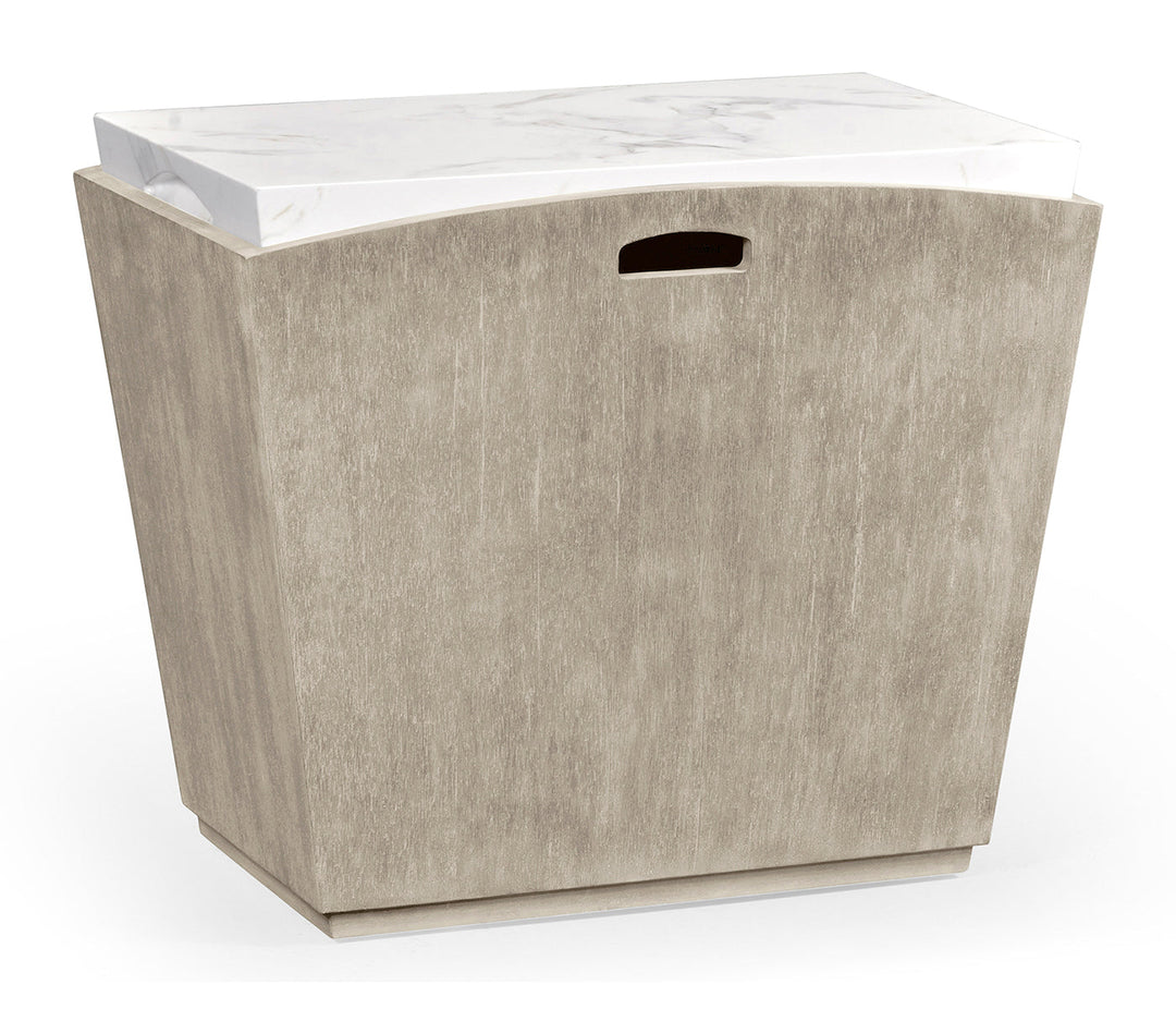 JC Outdoor - Hampton Collection - Rectangular Navajo Sand & Faux White Marble Storage End Table