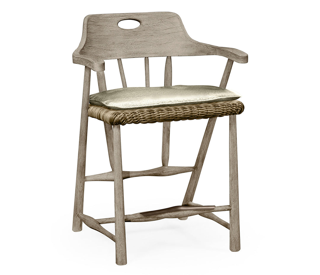 JC Outdoor - Hampton Collection - Smokers Style Navajo Sand & Rattan Counter Stool with Cushion