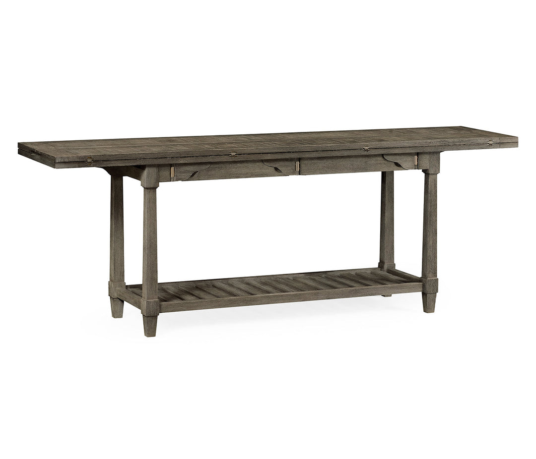 JC Outdoor - Hampton Collection - Rectangular Grey & Antique Brass Hunt Table