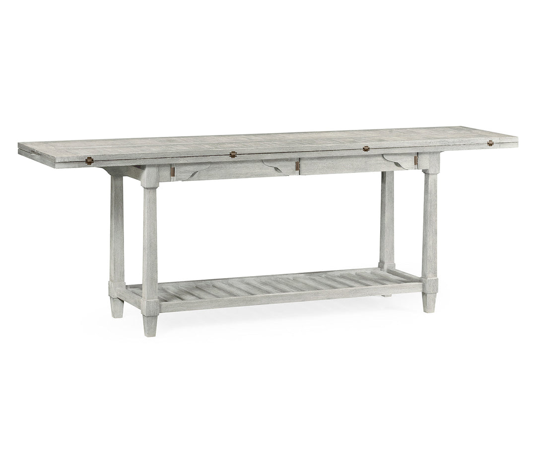 JC Outdoor - Hampton Collection - Rectangular Cloudy Grey & Antique Brass Hunt Table