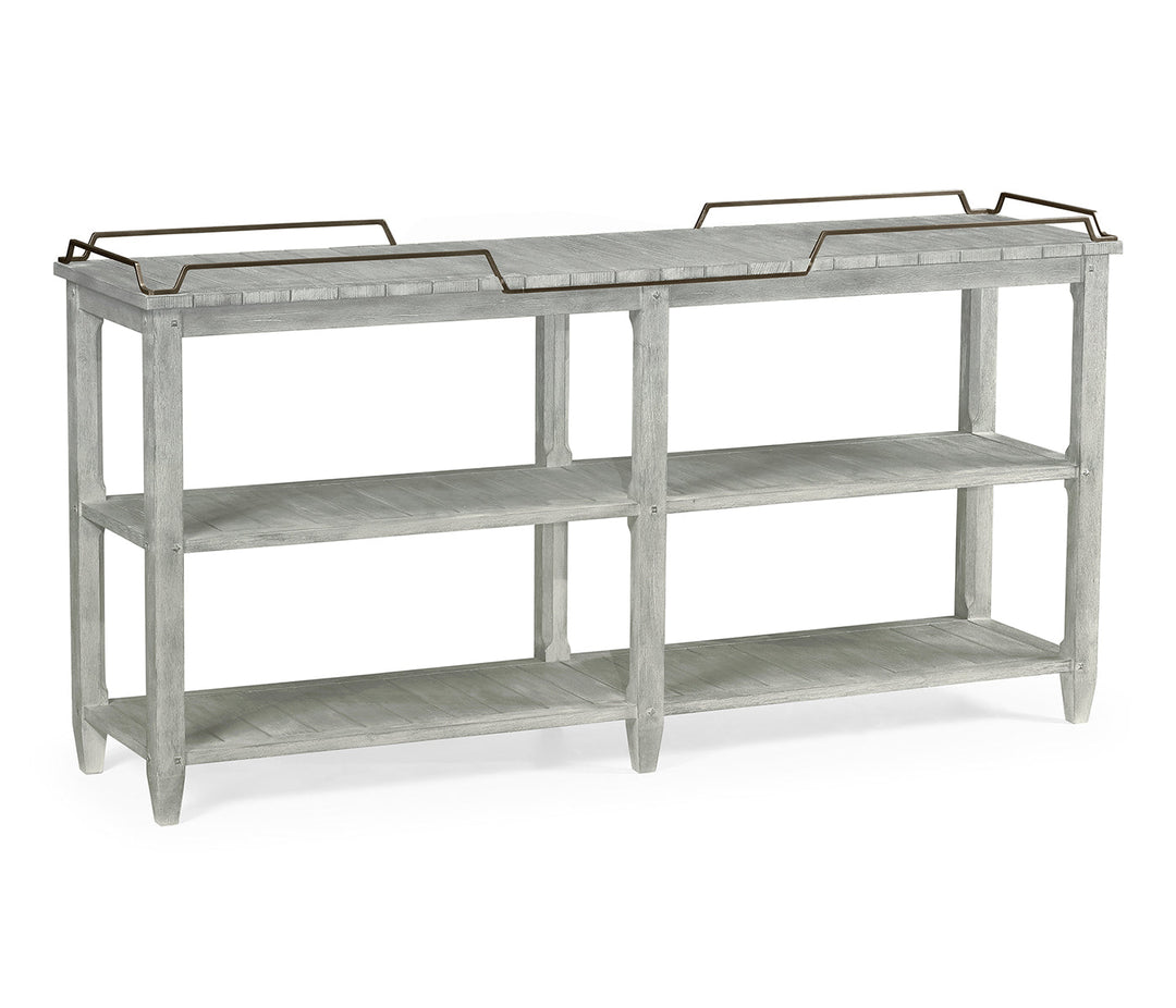 JC Outdoor - Hampton Collection - Rectangular Cloudy Grey & Brass Sideboard with Removable Tray