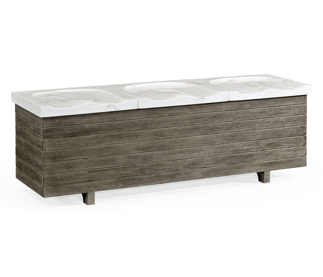 JC Outdoor - Hampton Collection - Grey & Faux Marble Storage Bench