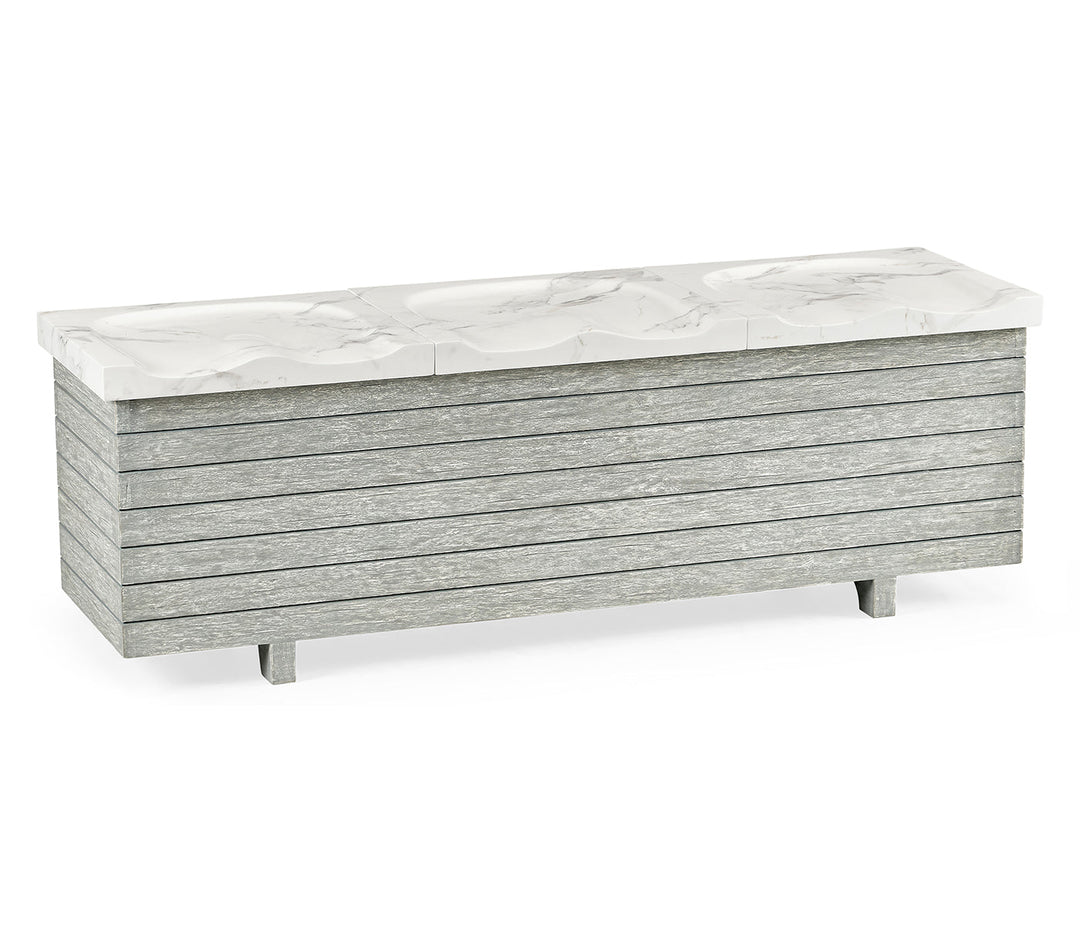 JC Outdoor - Hampton Collection - Cloudy Grey & Faux Marble Storage Bench