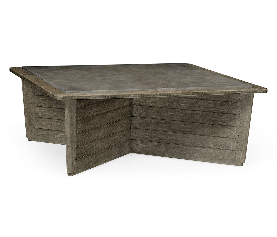 JC Outdoor - Hampton Collection - Square Grey & Concrete Coffee Table with an X-Base