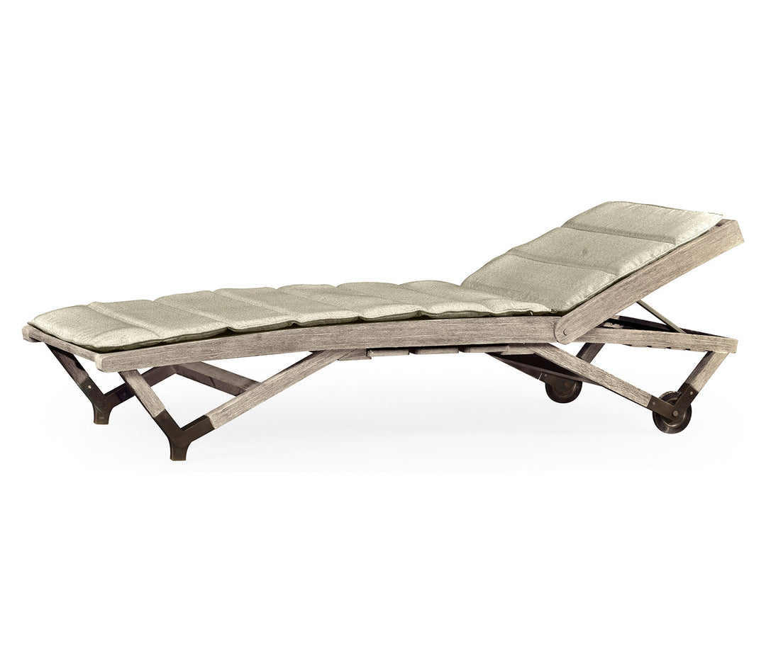 JC Outdoor - Hampton Collection - Navajo Sand Chaise Lounge on Wheels with a Retractable Drink Holder & Cushion