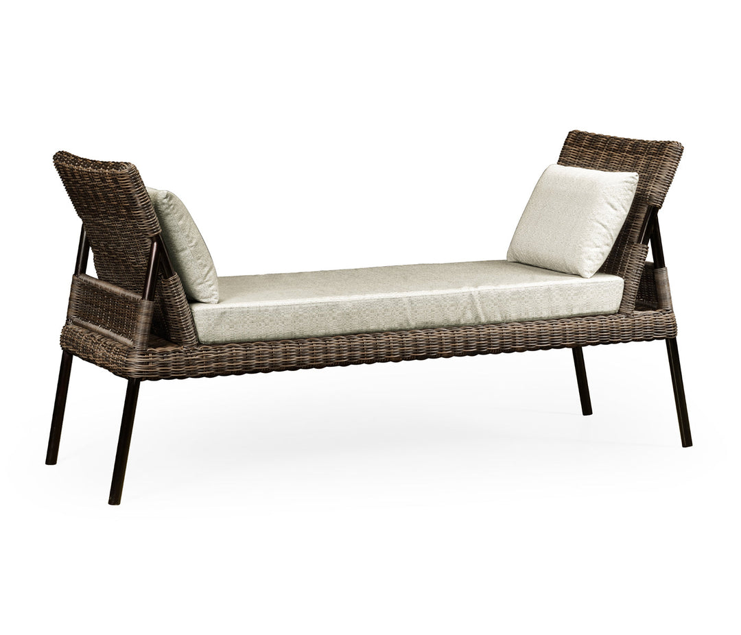 JC Outdoor - Panama Collection - Rattan Latt Bench with Cushion & Pillows