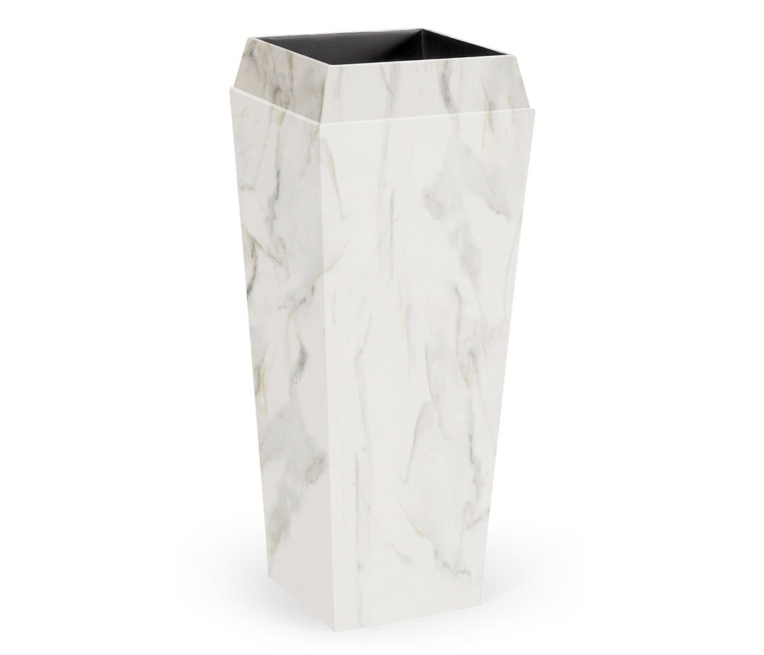 JC Outdoor - Biscayne Collection - Large Square Faux White & Grey Marble Planter