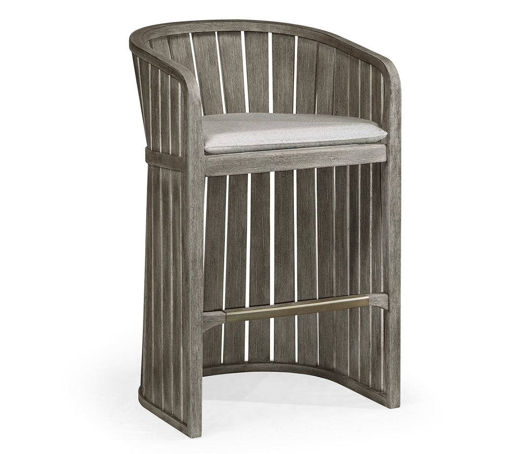 JC Outdoor - Hampton Collection - Slatted Grey Tub Bar Stool