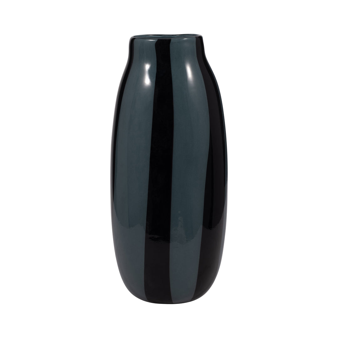 14" CAHAN LARGE BLACK STRIPED VASE