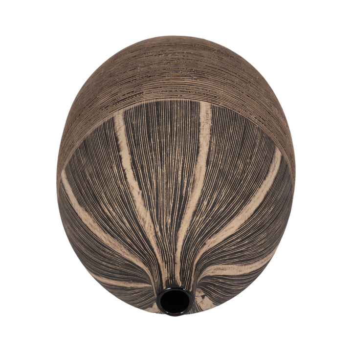 10" PLANTER W/ WOOD STAND, BEIGE