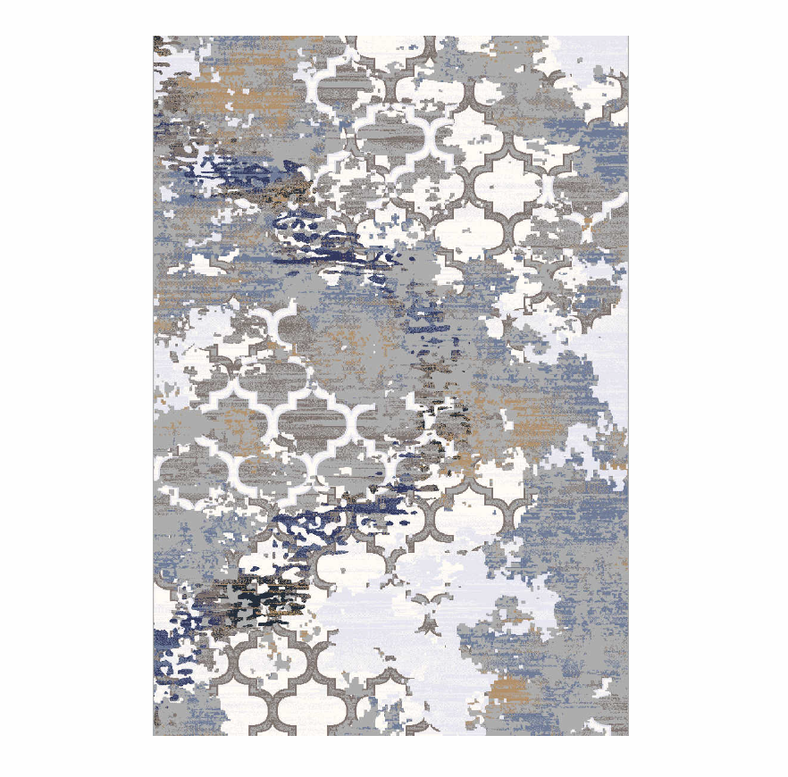 Gray and Blue  Geometric Rug