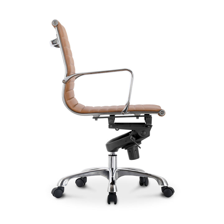 Studio Swivel Office Chair Low Back Tan Vegan Leather