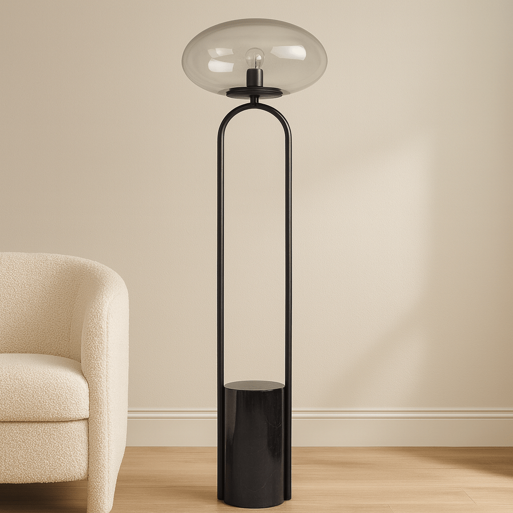 58" SHERIDAN MARBLE BASE FLOOR LAMP