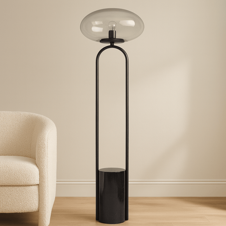 58" SHERIDAN MARBLE BASE FLOOR LAMP