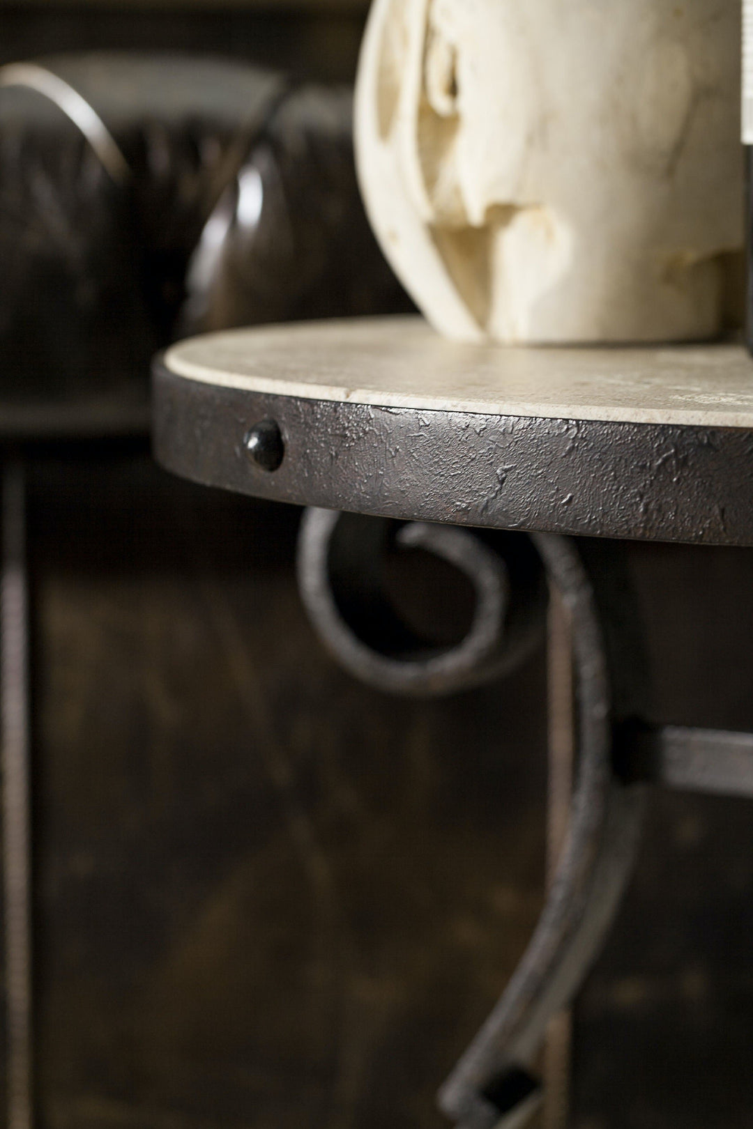 Luckenbach Metal and Stone End Table