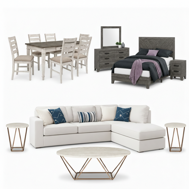 Home in One Collection – Bedroom, Living & Dining Furniture Package 4