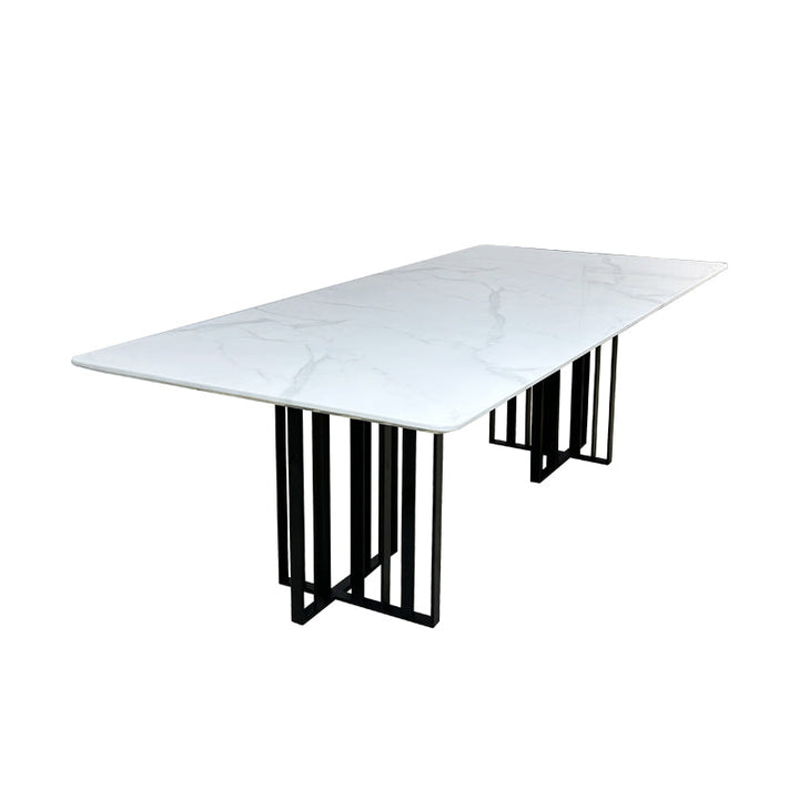 Black Bars Marble Dining Table- 8 Persons