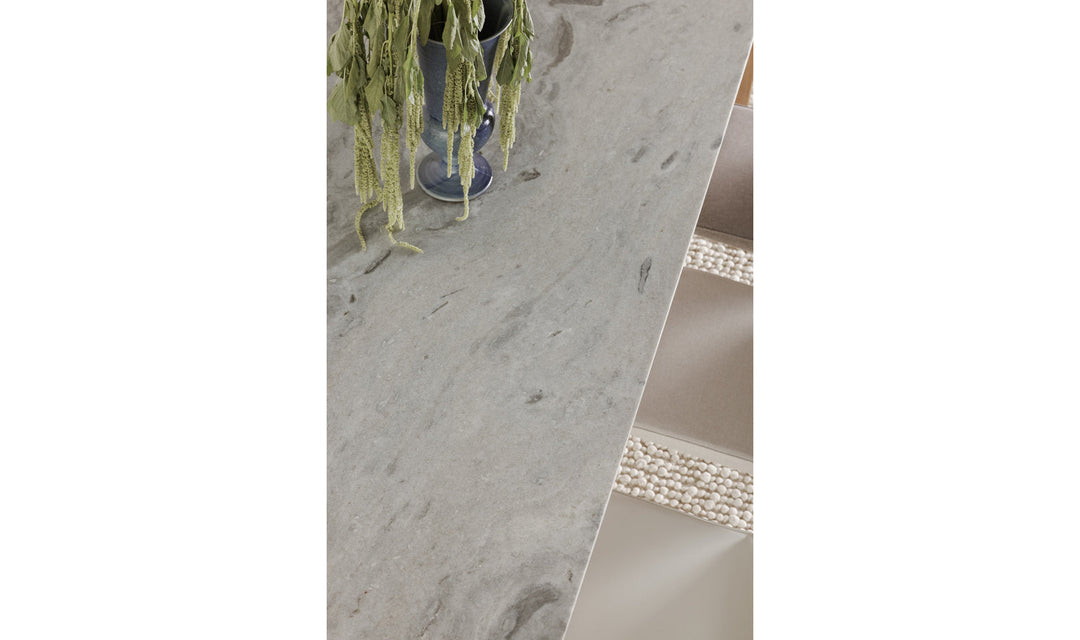 Angle Ashen Grey Marble Dining Table Rectangular Large
