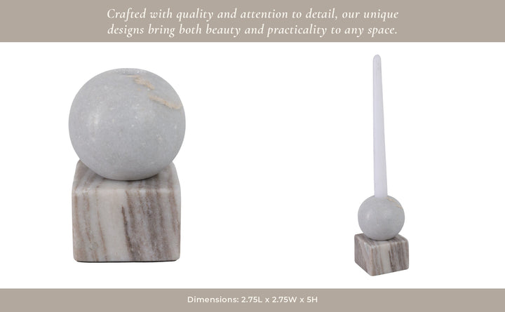 5X3" BALL ON CUBE MARBLE TAPER HOLDER, MULTI