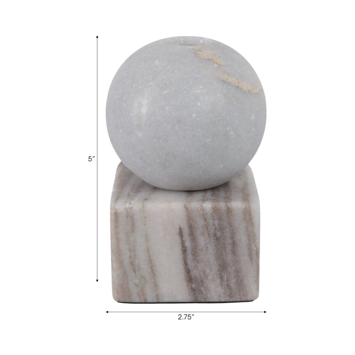 5X3" BALL ON CUBE MARBLE TAPER HOLDER, MULTI