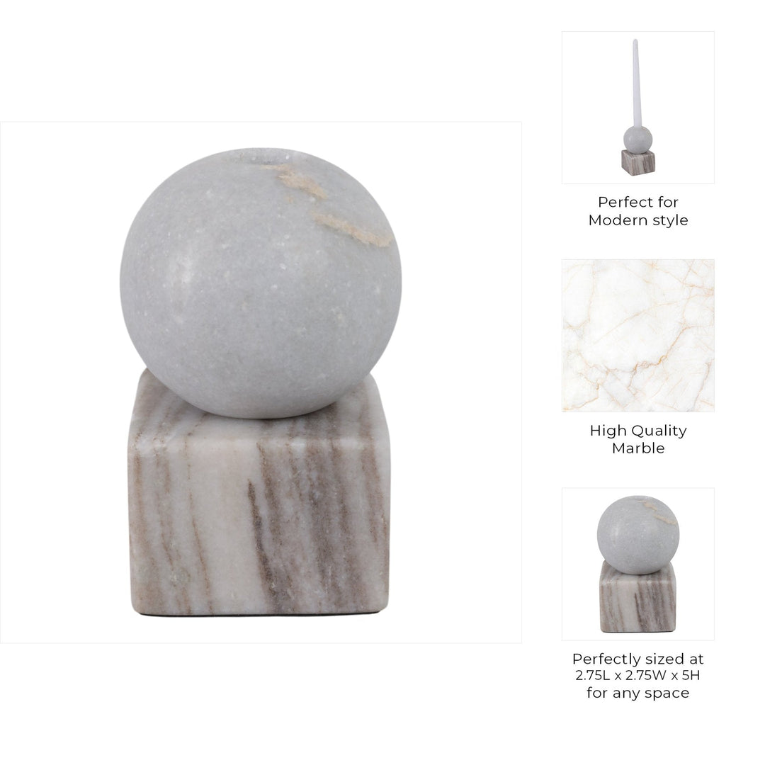 5X3" BALL ON CUBE MARBLE TAPER HOLDER, MULTI