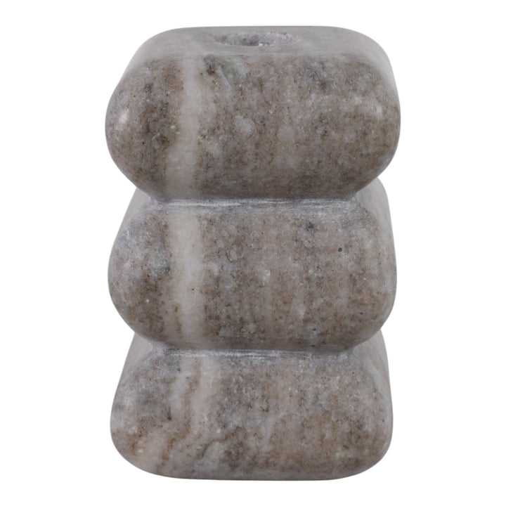 5x3" Curvy Marble Taper Holder, Beige