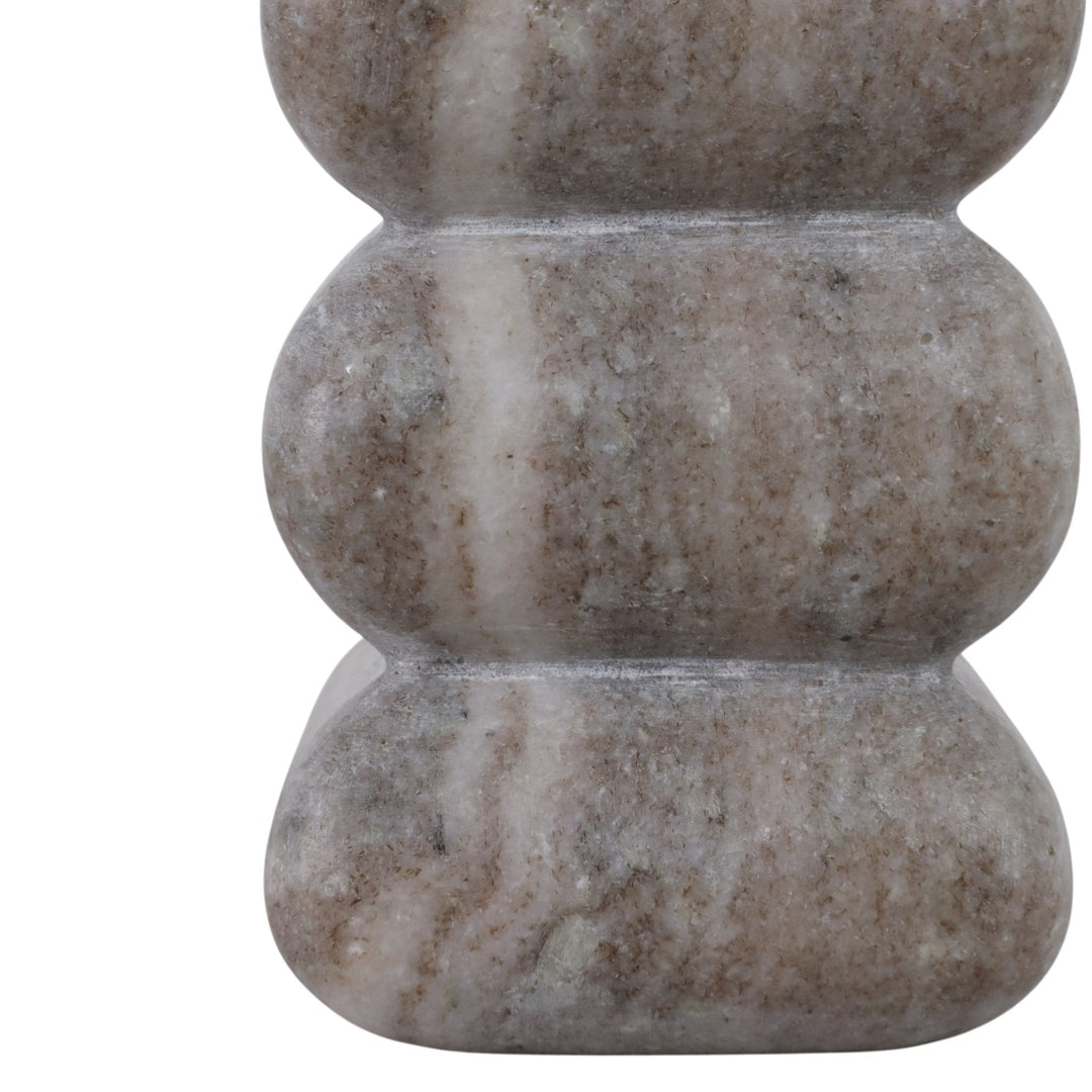 5x3" Curvy Marble Taper Holder, Beige