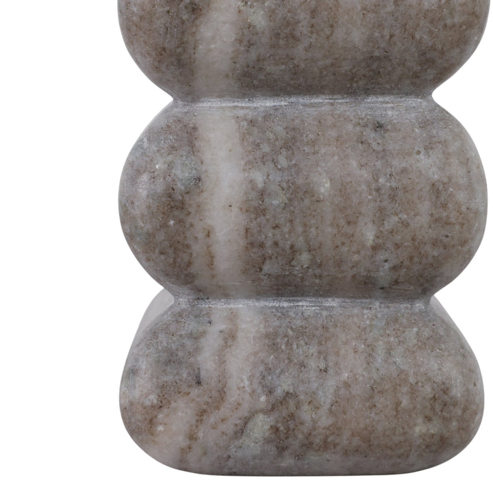 5x3" Curvy Marble Taper Holder, Beige